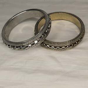 2 Graziano Bangle Bracelets Silver and Gold Tones